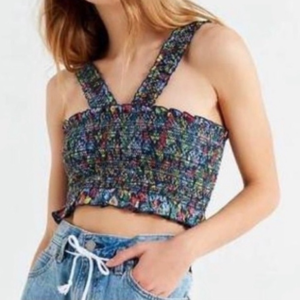 Urban Outfitters Out From Under Floral Smocked Tank Top
